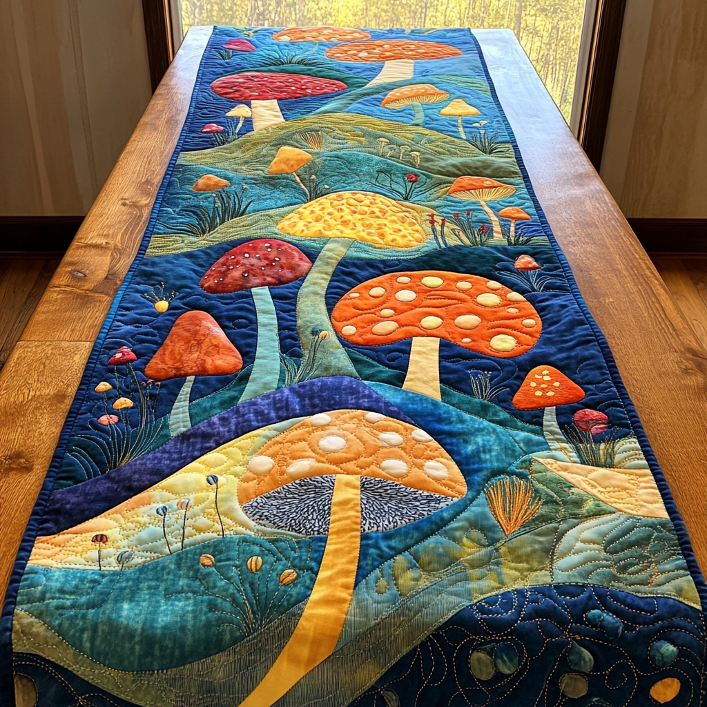 Enchanted Mushroom Quilted Table Runner Dining Table Decor Ideas Mushroom Presents