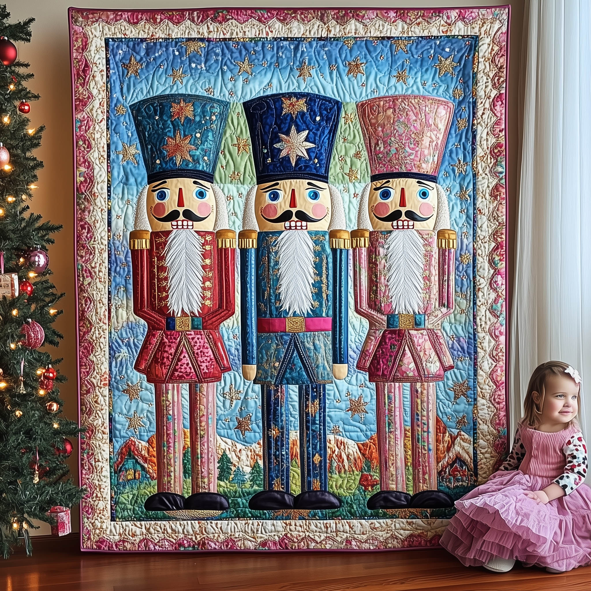 Enchanted Nutcracker Quilted Blanket Cute Christmas Blankets