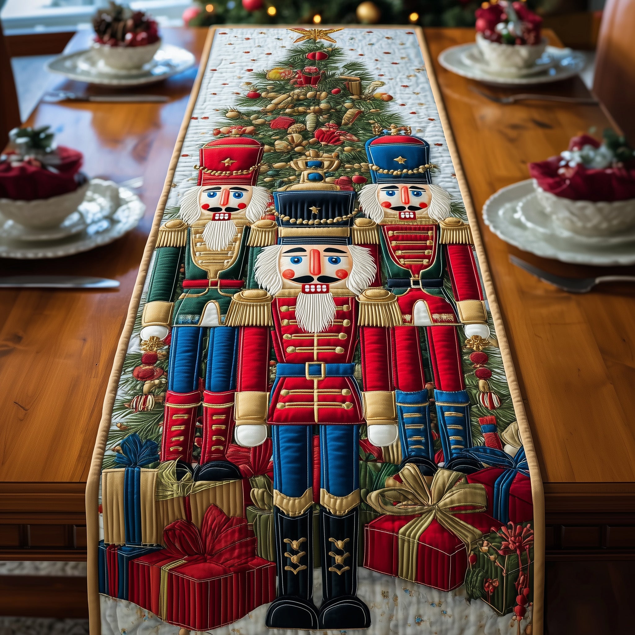 Enchanted Nutcracker Quilted Table Runner Holiday Dinner Table Runner