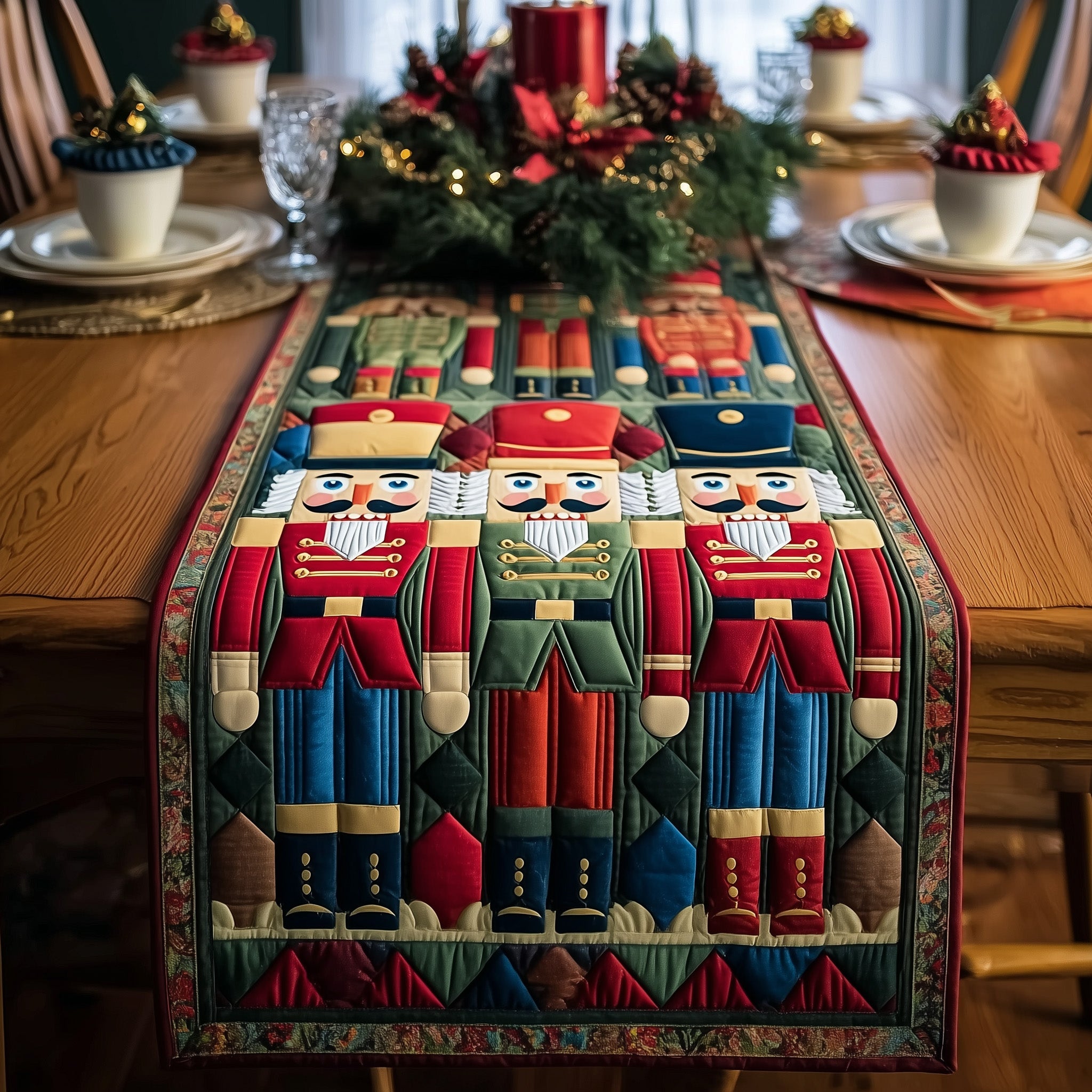 Enchanted Nutcracker Quilted Table Runner Holiday Season Table Runner
