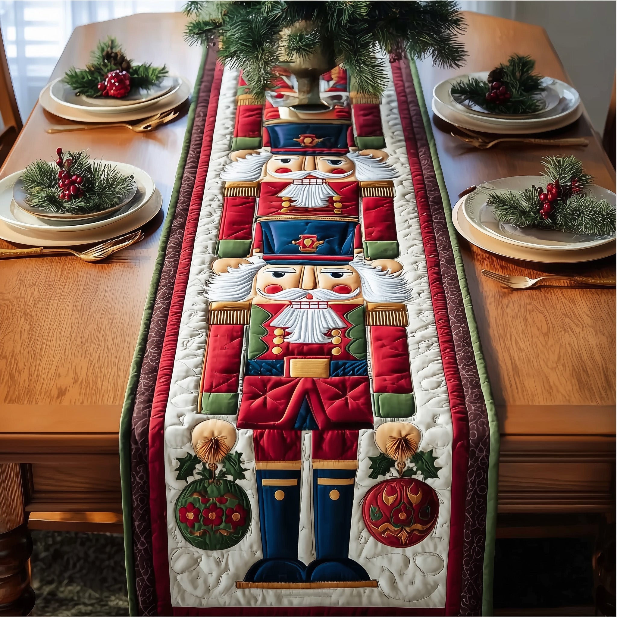Enchanted Nutcracker Quilted Table Runner Holiday Table Runner Gift Idea