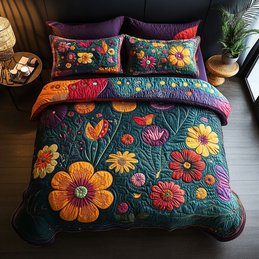 Enchanted Path Quilted Bedding Set Duvet Cover Bed Sheet Set Hippie Gift Ideas