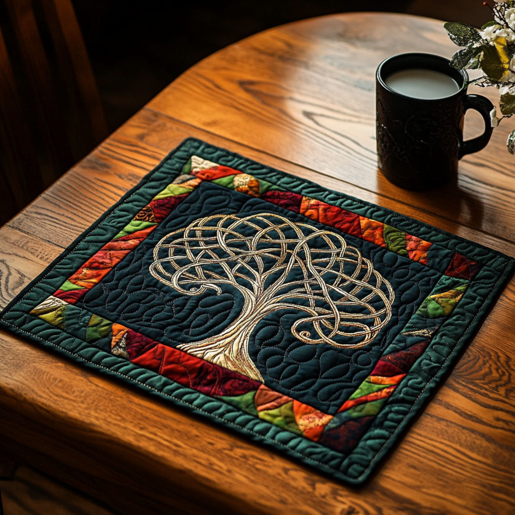 Enchanted Path Quilted Placemat Christmas Kitchen Decor Tree Of Life Gifts For Grangarents