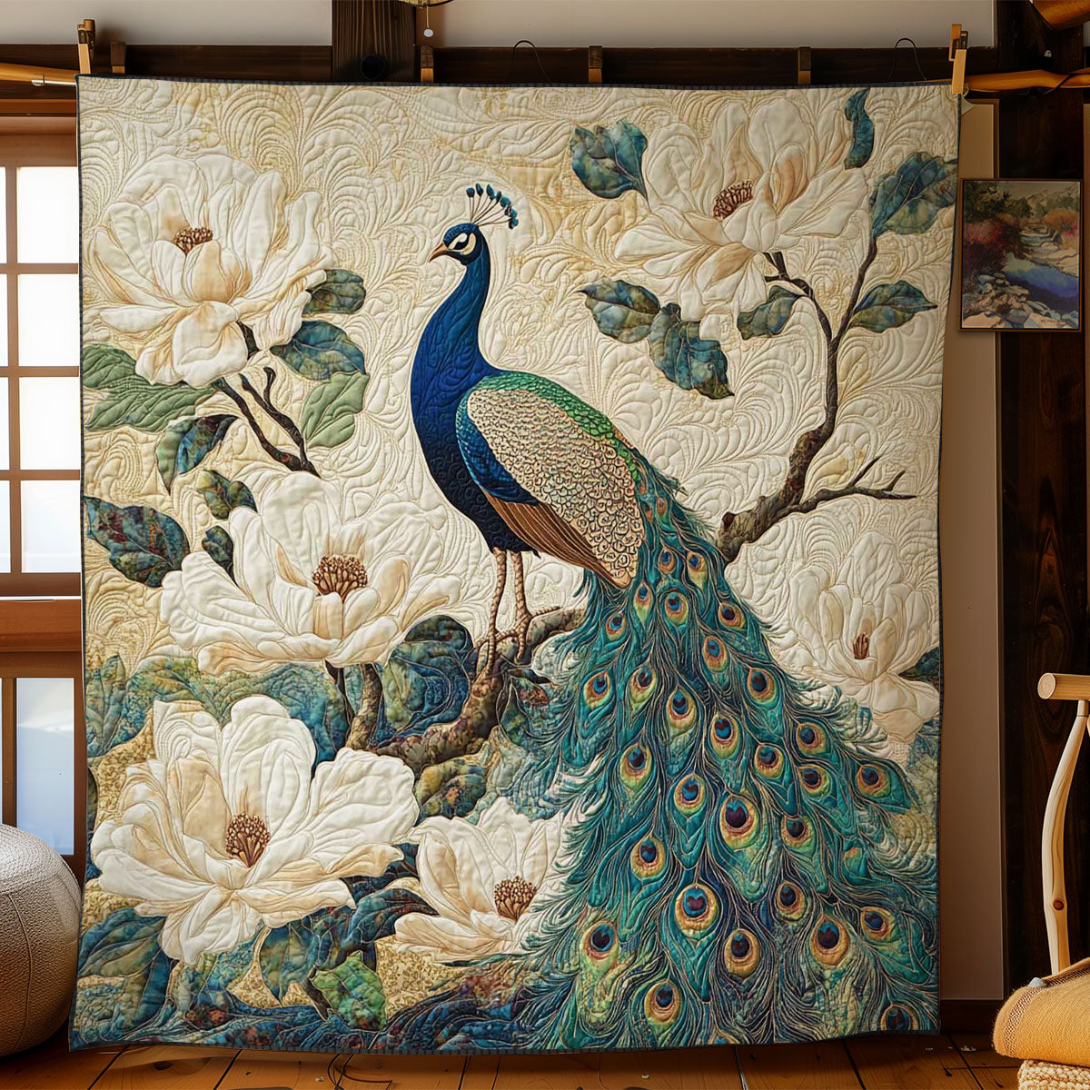Enchanted Peacock Quilted Blanket Best Throw Blanket Dad Daughter Christmas Gifts