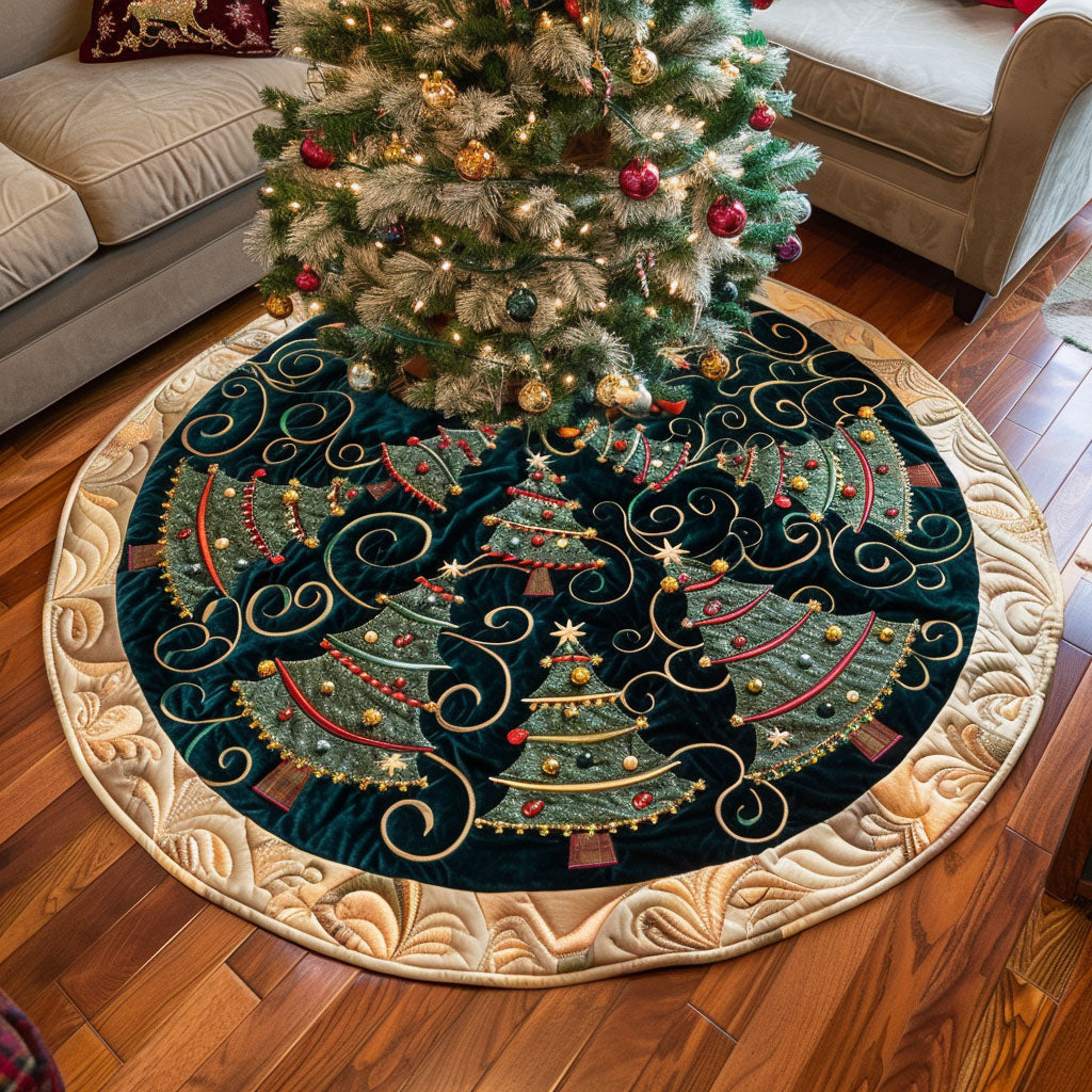 Enchanted Pines Quilted Tree Skirt Lovely Christmas Gift Idea Quilted Tree Skirt