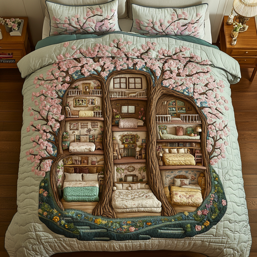 Enchanted Rest Quilted Bedding Set Cozy Bedroom Decor Christmas Gifts For Nature Lovers