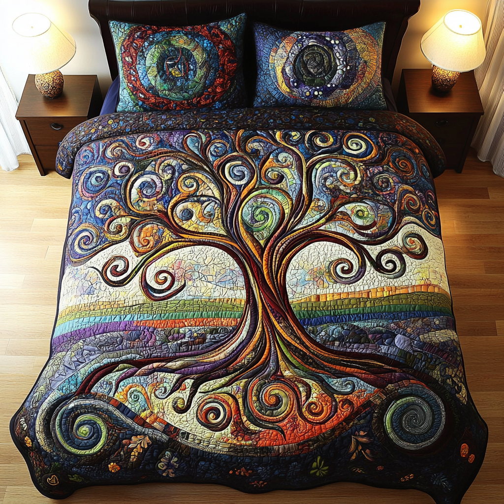 Enchanted Roots Quilted Bedding Set Beautiful Printed Bedding Set for Home Aesthetics