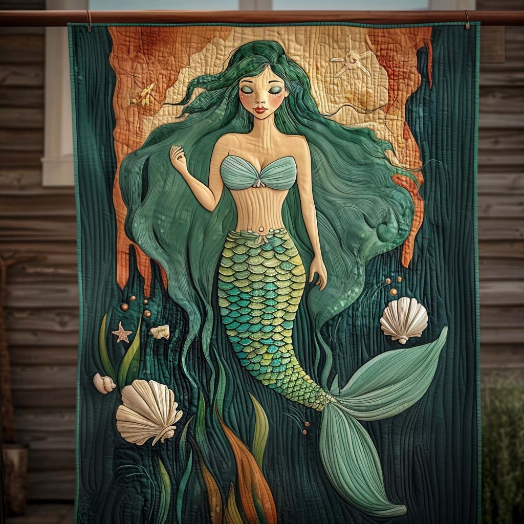 Enchanted Sea Maiden Quilted Blanket For Christmas Gifts