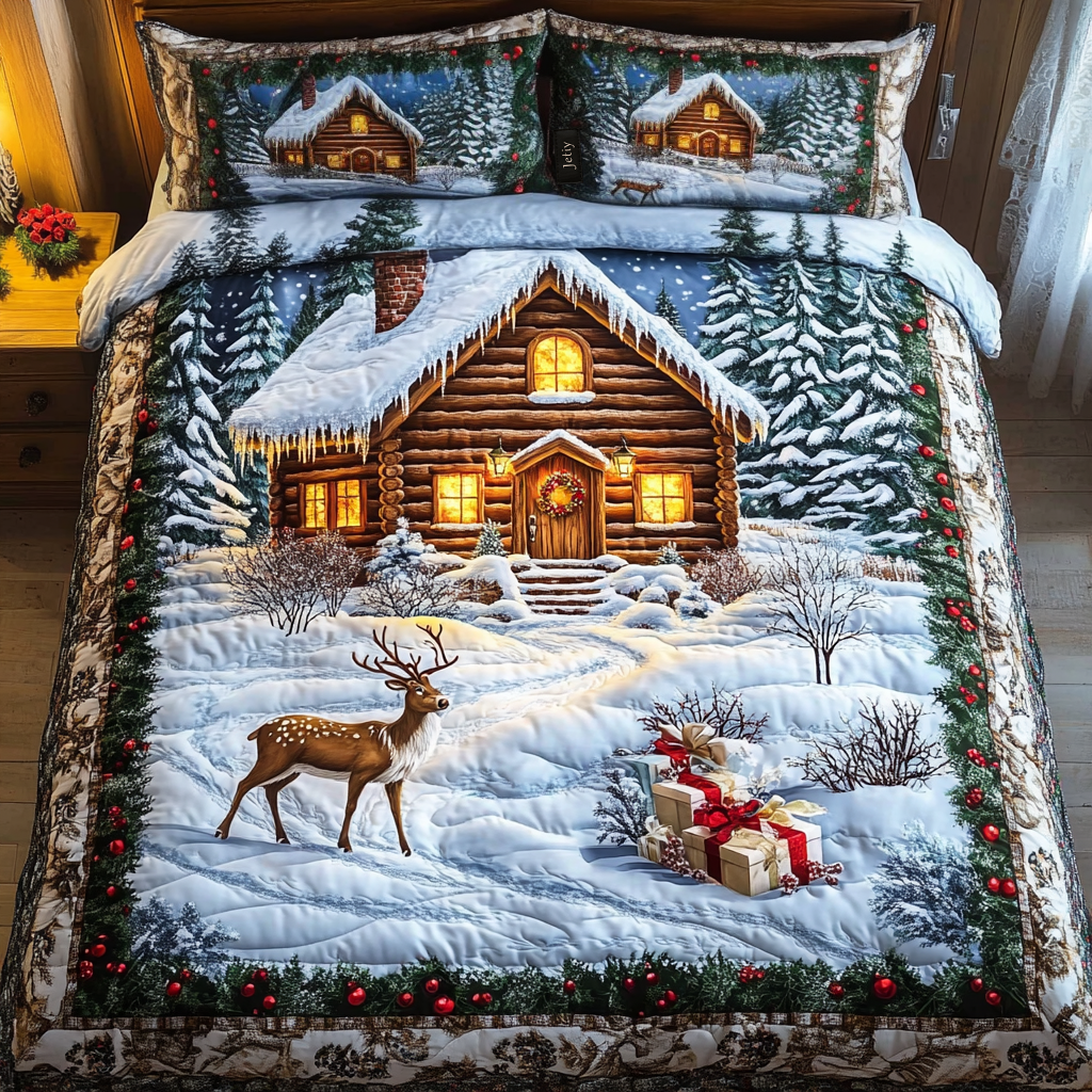 Enchanted Snowfall Quilted Bedding Set Christmas Bedding King Things To Get For Christmas