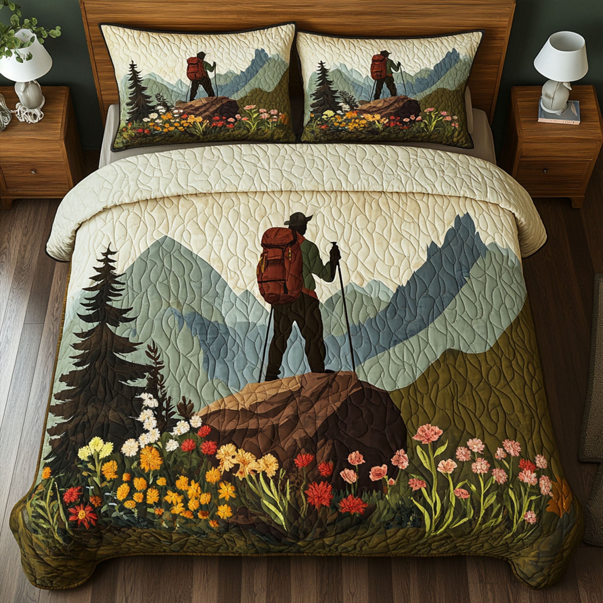 Enchanted Trail Quilted Bedding Set Cool Bedroom Decor Best Gifts For Hikers