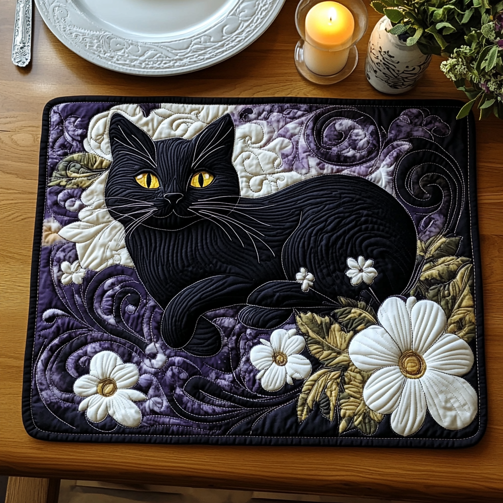 Enchanted Whisker Quilted Placemat Christmas House Decor Cat Owner Gifts For Christmas