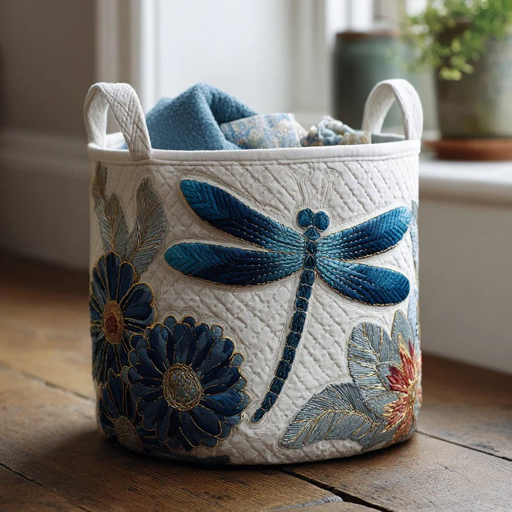 Enchanted Wings Butterfly Quilted Laundry Basket Boho Home Organizer Best Gift For Butterfly Lovers
