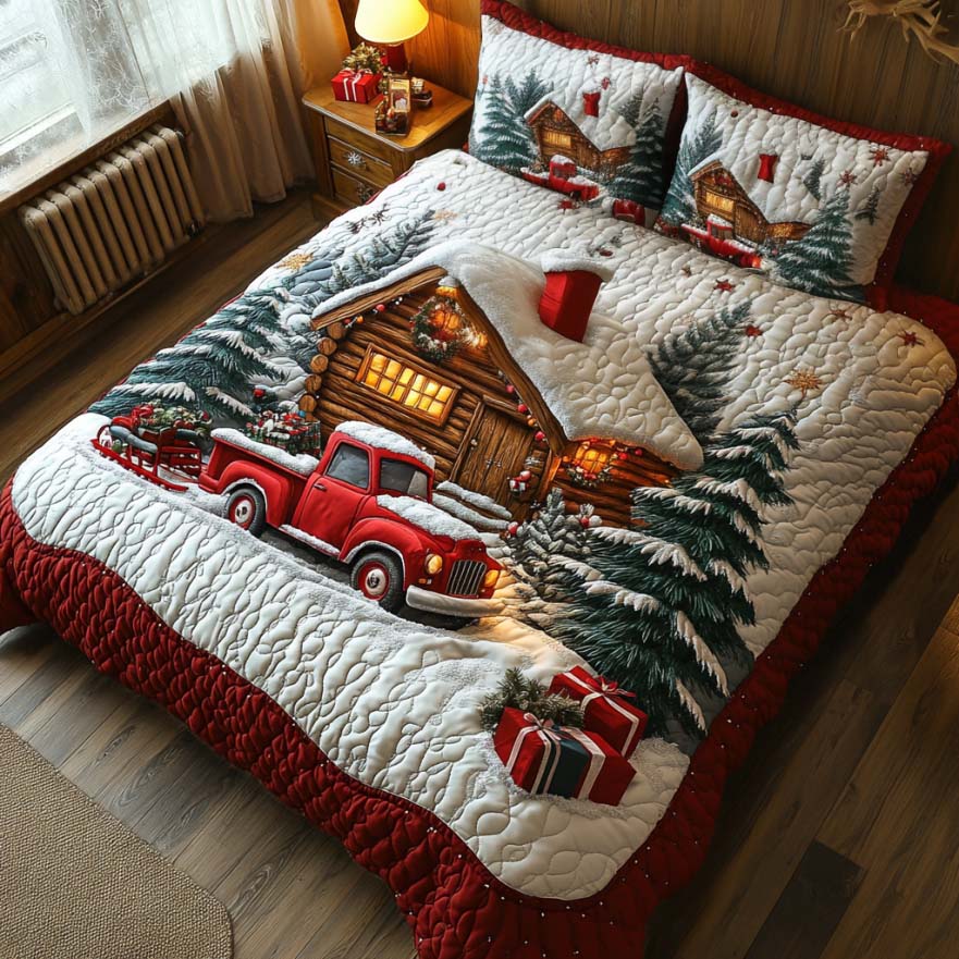 Enchanted Winterland Quilted Bedding Set Full Size Comforter Winter Wonderland Gift For Grandfather