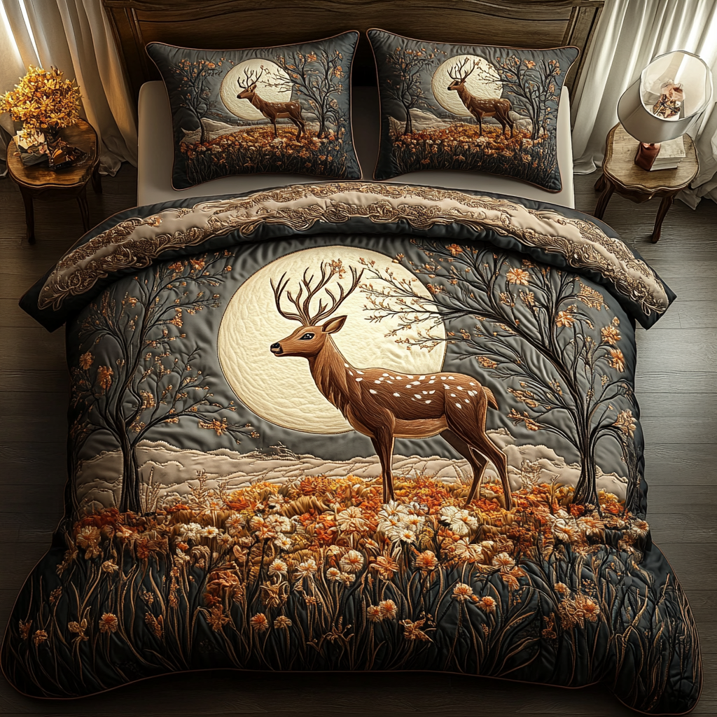 Enchanted Woods Quilted Bedding Set Perfect Bedding Gift Set for Holiday Celebrations