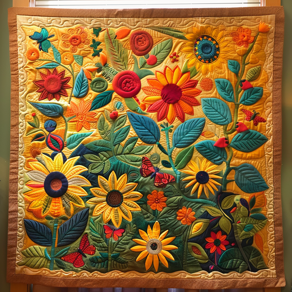 Enchanting Sunflowers Quilted Blanket Gifts For Sunflower Lovers