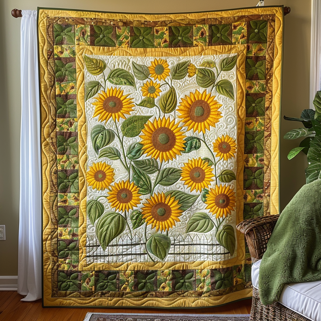 Enchanting Sunflowers Quilted Blanket Sunflower Gifts For Women