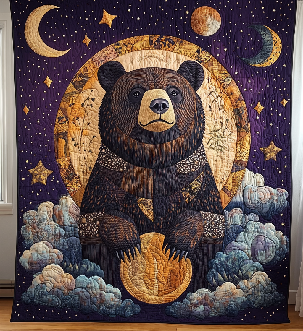 Enchating Bear Quilted Blanket Native American Gifts