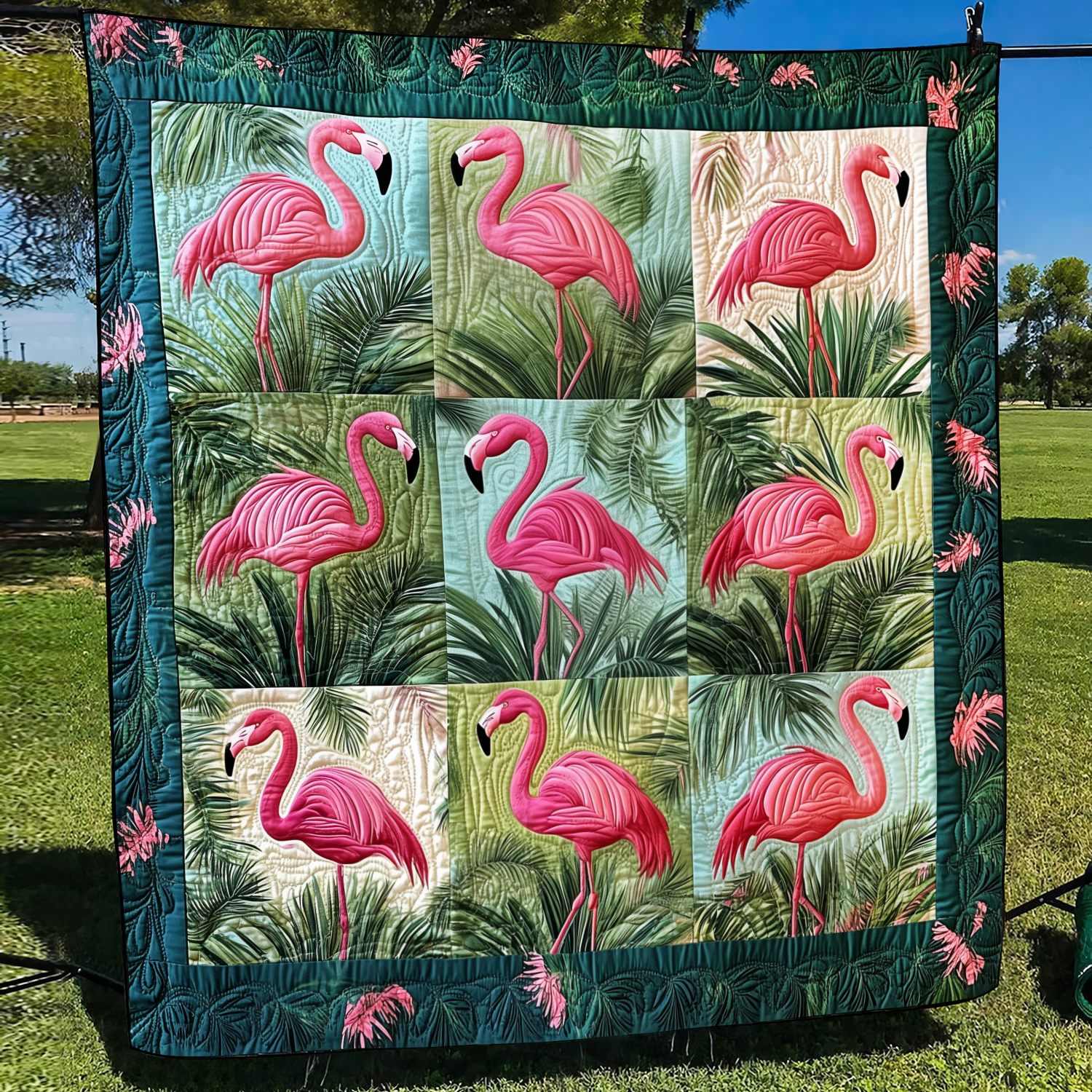 Endearing Flamingo Quilted Blanket Flamingo Gifts For Her