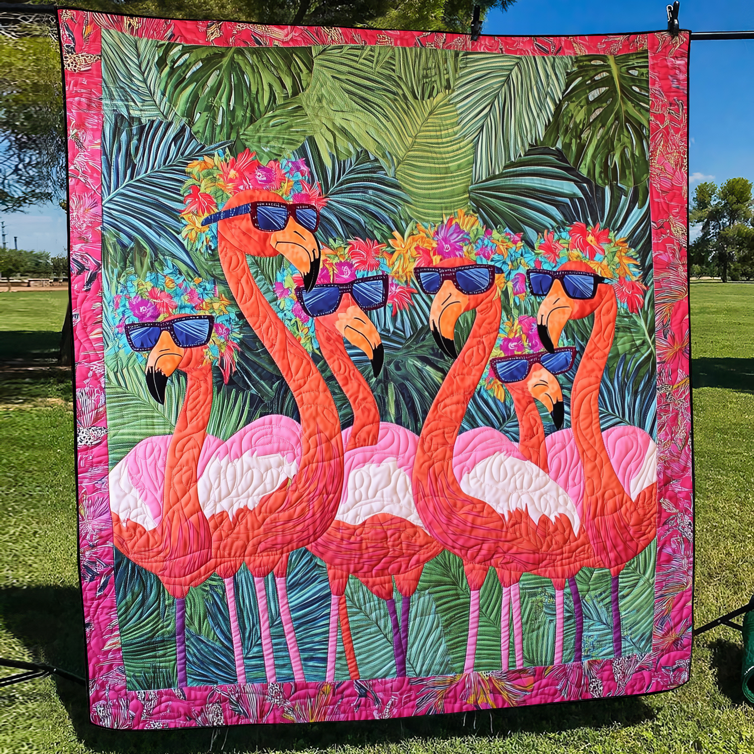 Endearing Flamingo Quilted Blanket Flamingo Gifts For Her
