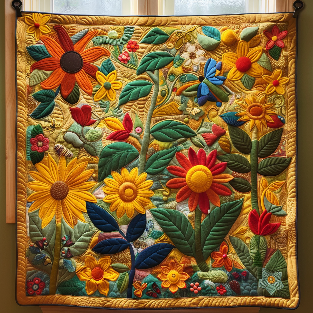 Endearing Sunflowers Quilted Blanket Sunflower Gifts For Her