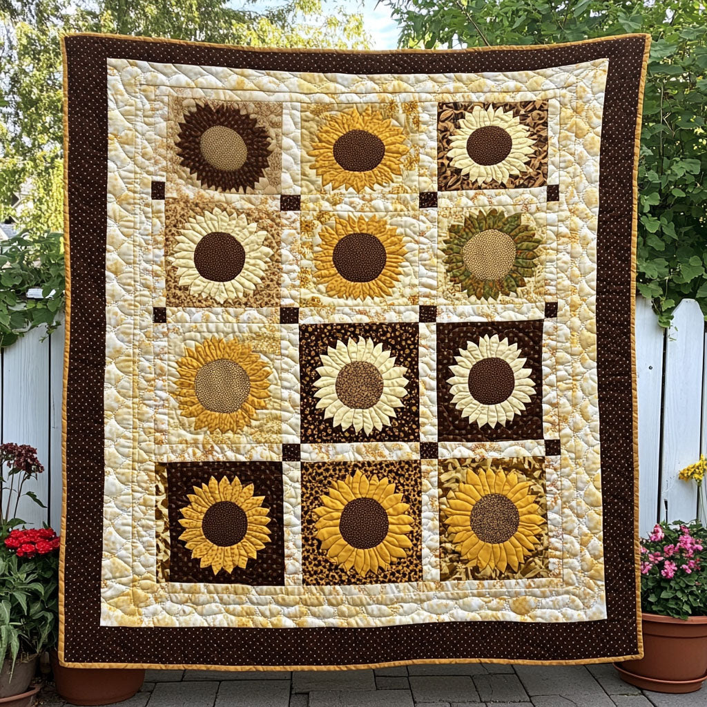 Endless Bloom Quilted Blanket Best Couch Throw Blanket Sunflower Gifts For Mom