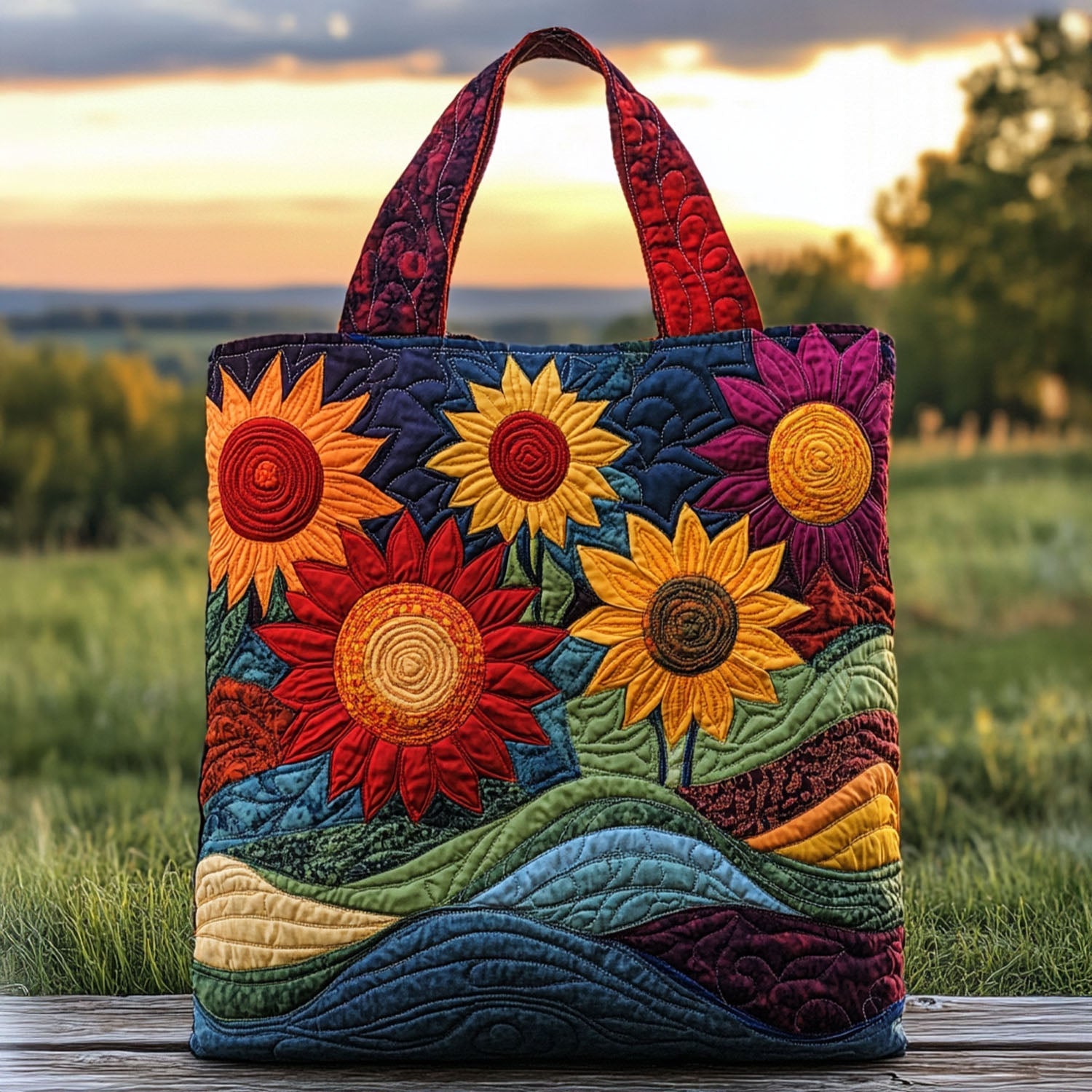 Endless Blooms Quilted Tote Bag Sunflower Gifts For Grandma