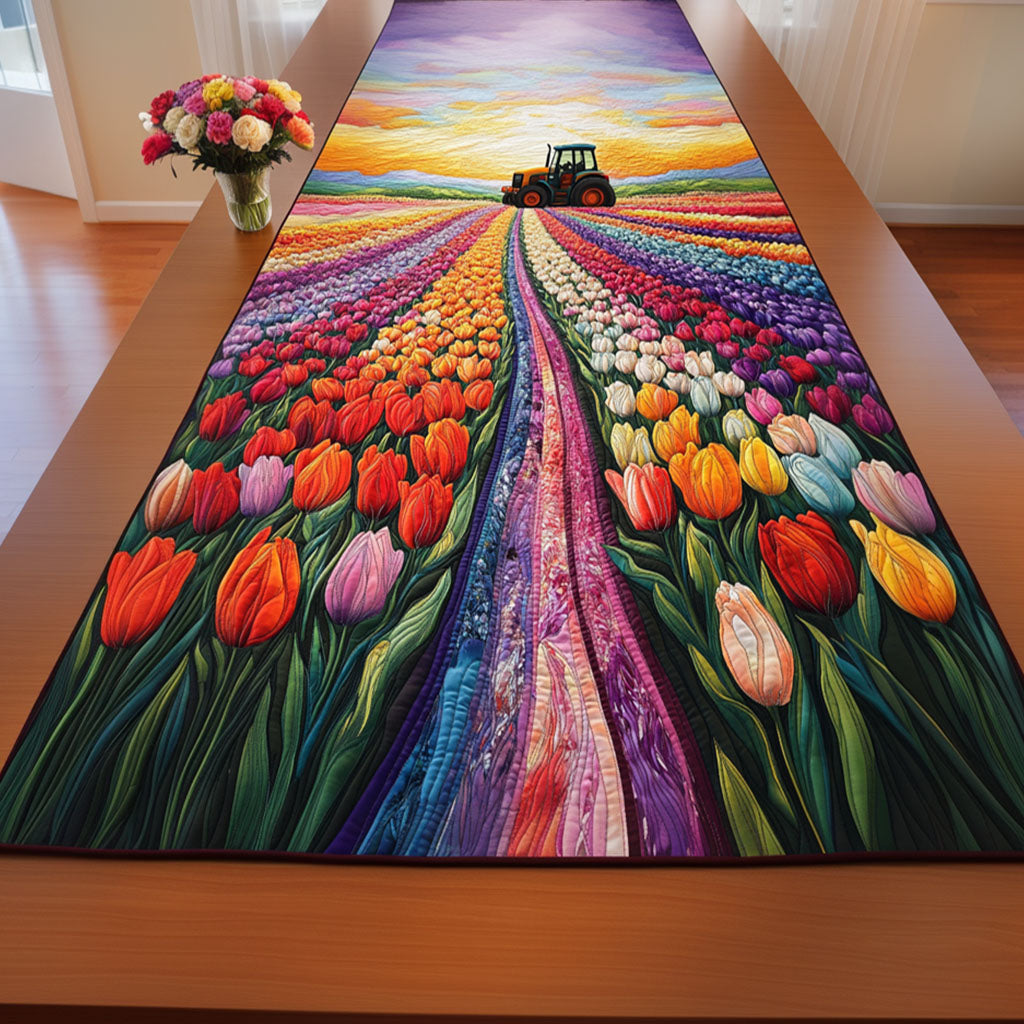 Endless Flower Waves Quilted Table Runner Dining Table Ideas Unique Gifts For Tulip Lovers