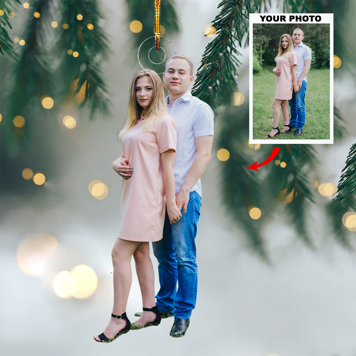 Endless Love Personalized Photo Mica Ornament Christmas Gift For Couple