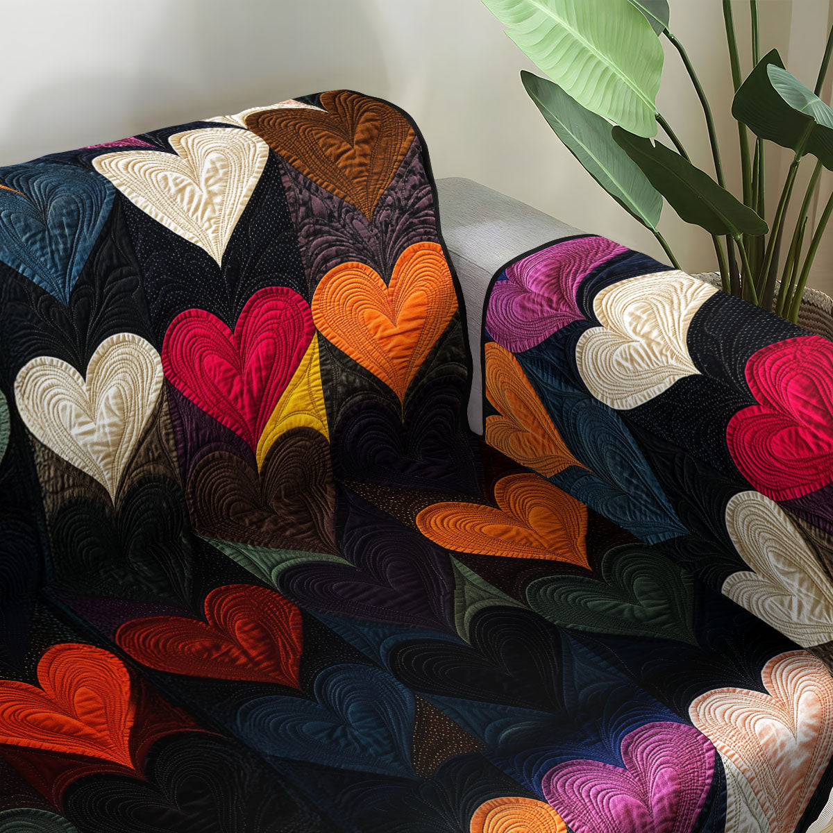 Endless Love Quilted Sofa Cover Living Room Decor Valentine Gift Ideas