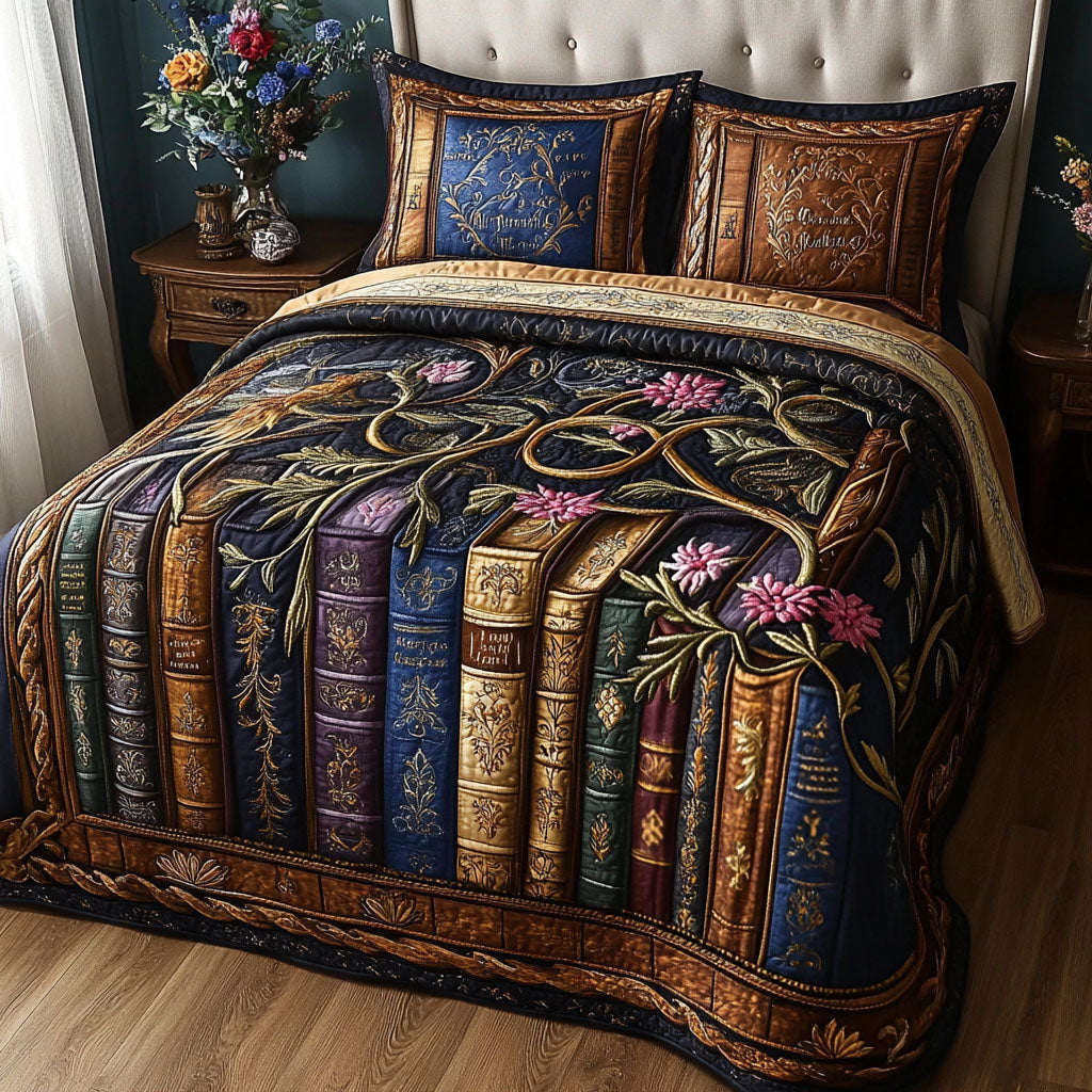 Endless Stories Quilted Bedding Set Unique Bed Sheet Set Book Gifts For Father's Day