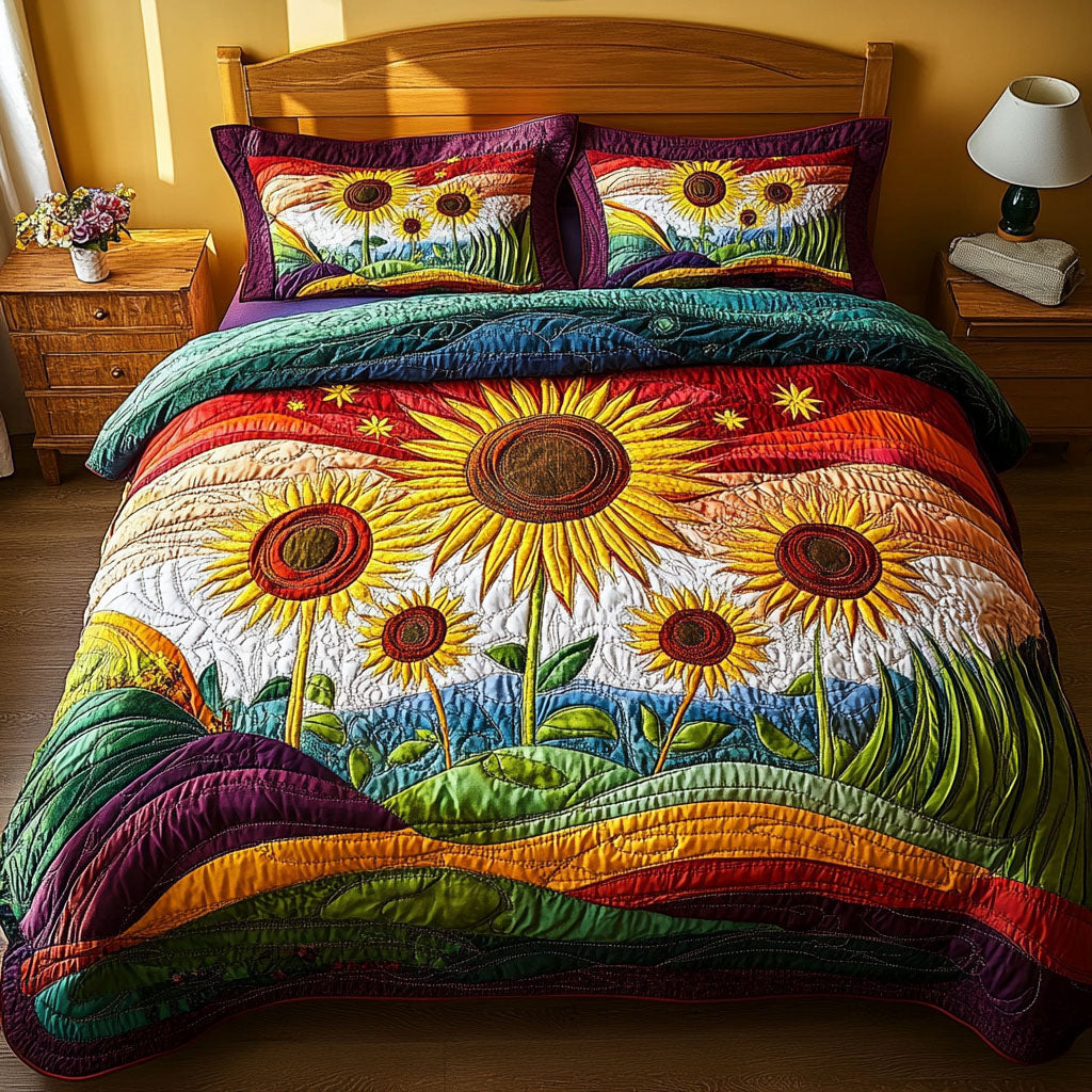 Endless Summer Bloom Quilted Bedding Set Luxury Bedding Set with Pillow Covers Included