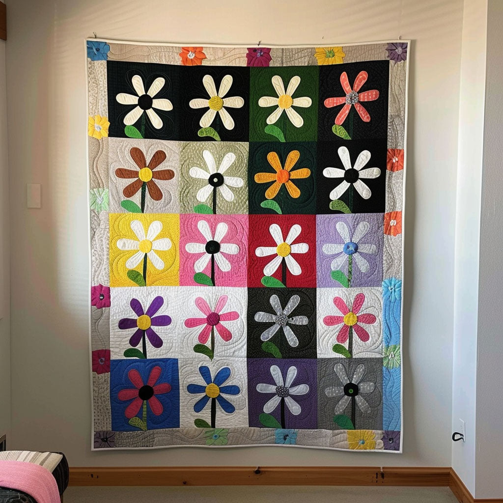 Energetic Petals Quilted Blanket Presents For Flower Lovers