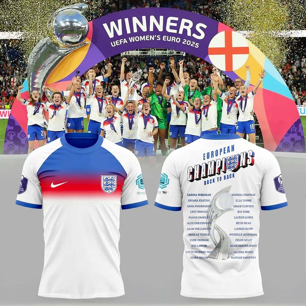 England Football Back To Back European Champions 2025 T Shirt Best Gift For Football Lovers