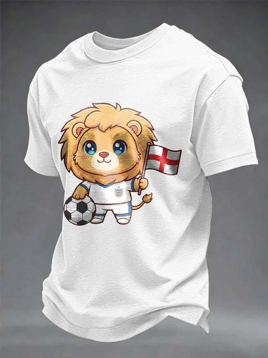 England Football T-Shirt Cute Lion Mascot Fan Gear World Cup 2026 Match Day Best Gift For Soccer Fans