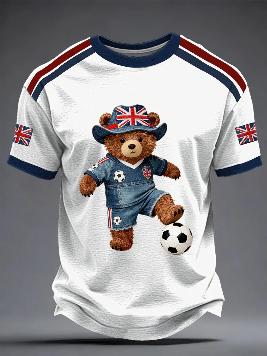 England Football T-Shirt Union Jack Bear Soccer Mascot Fan Gear World Cup 2026 Gift For Soccer Supporters