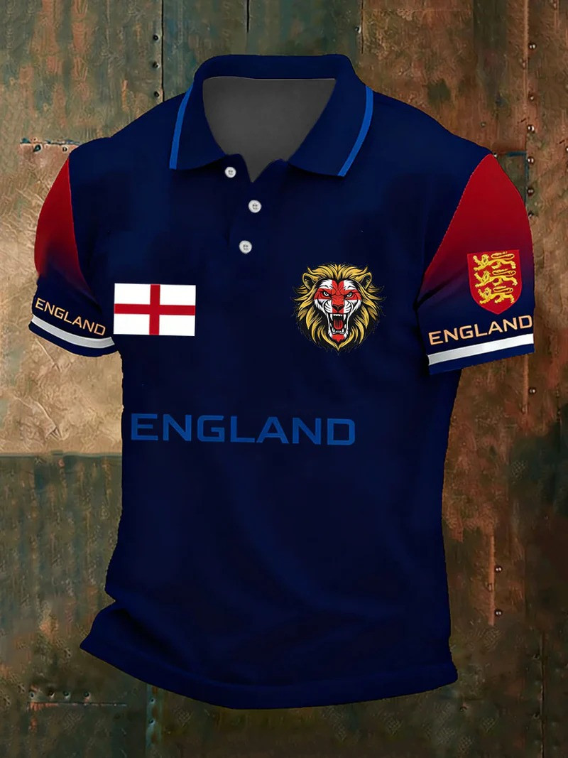 England Football Three Lions Polo Shirt St George Flag Fan Clothing Best Gift For Match Day Wear