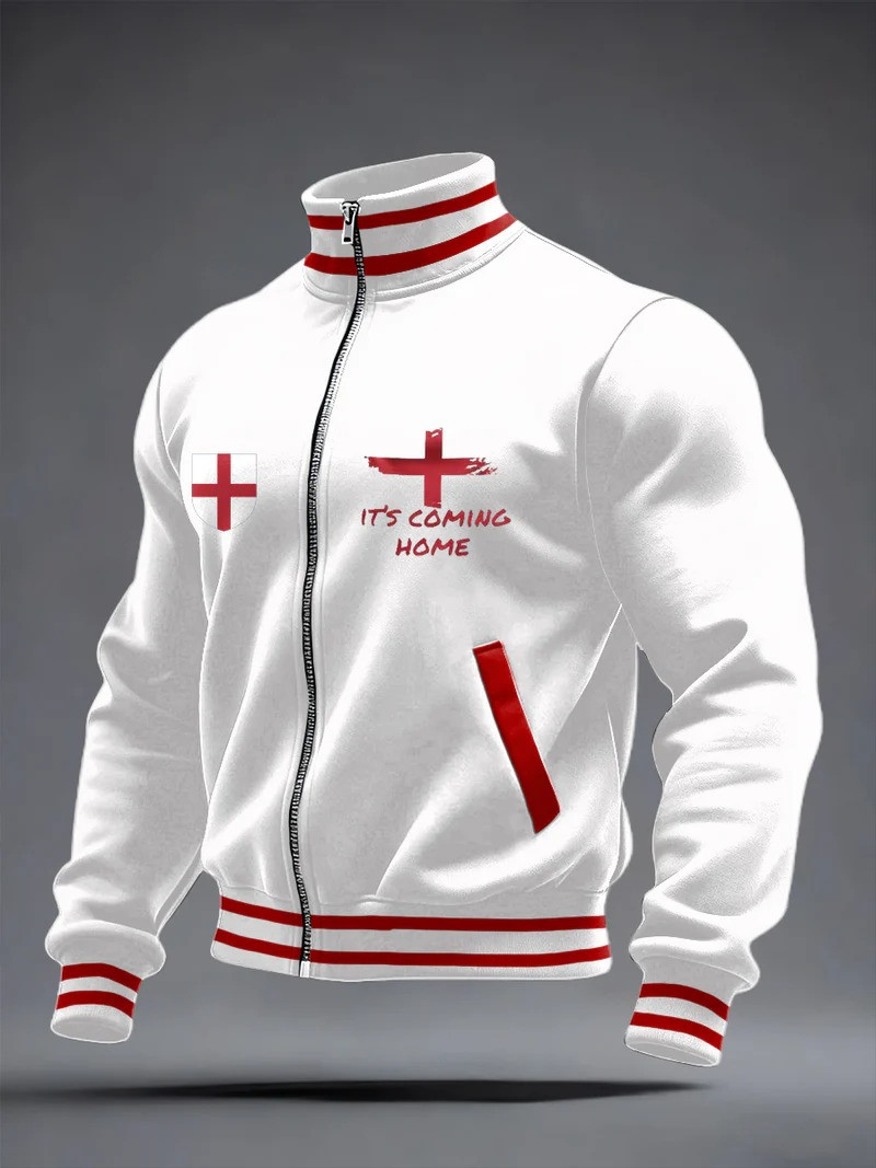 England It's Coming Home Collar Full Zip Jacket St George Cross Football 2026 Fan Outerwear Best For Family