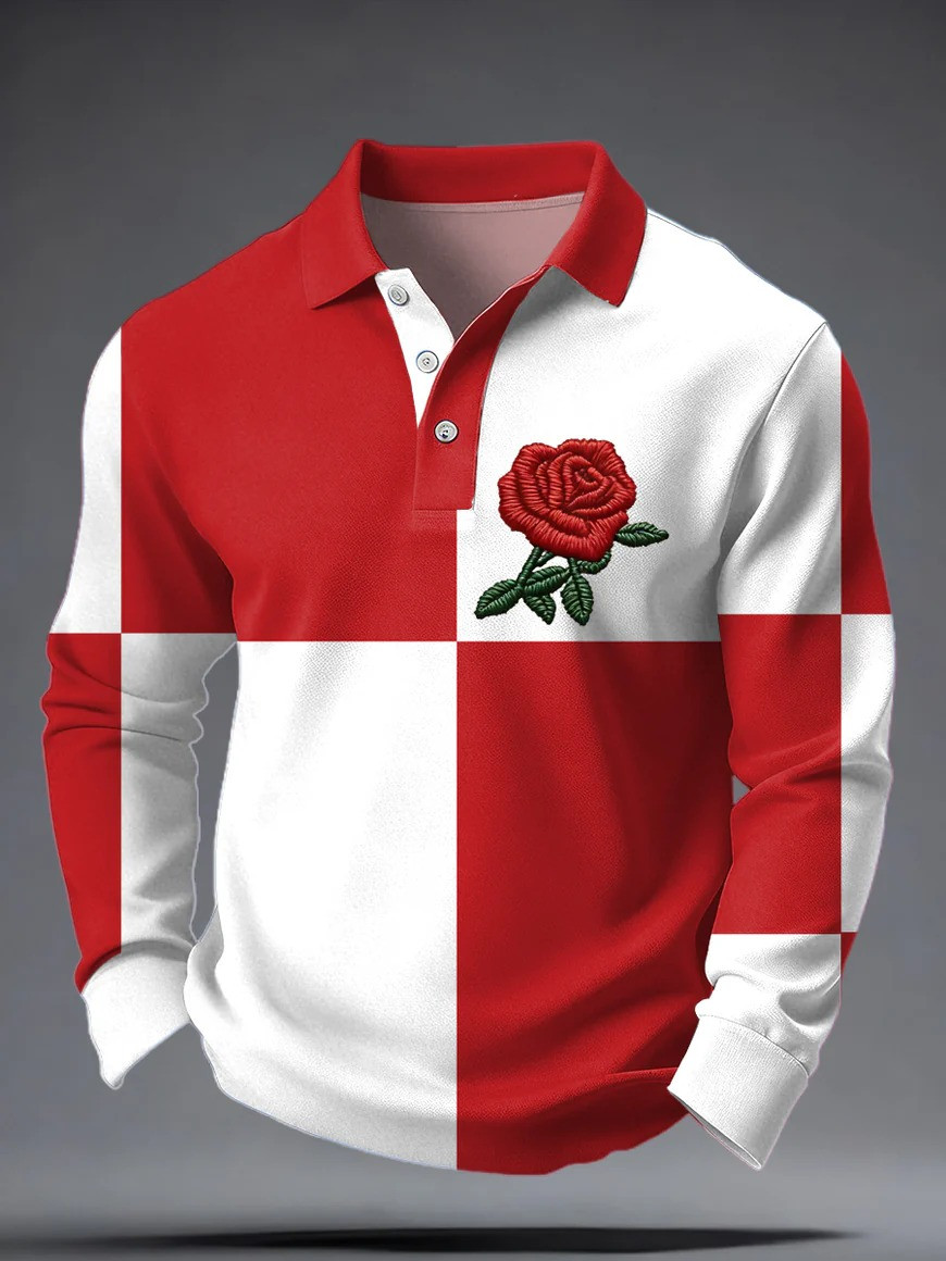 England Rugby Long Sleeve Polo Shirt Rose Crest Fan Gear Six Nations Match Day Best Gift For Rugby Fans