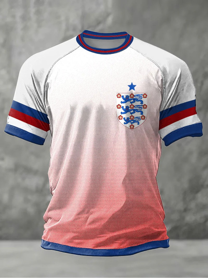 England Three Lions Crest T-Shirt Gradient Football 2026 World Cup Fan Gear Best Gift For Family