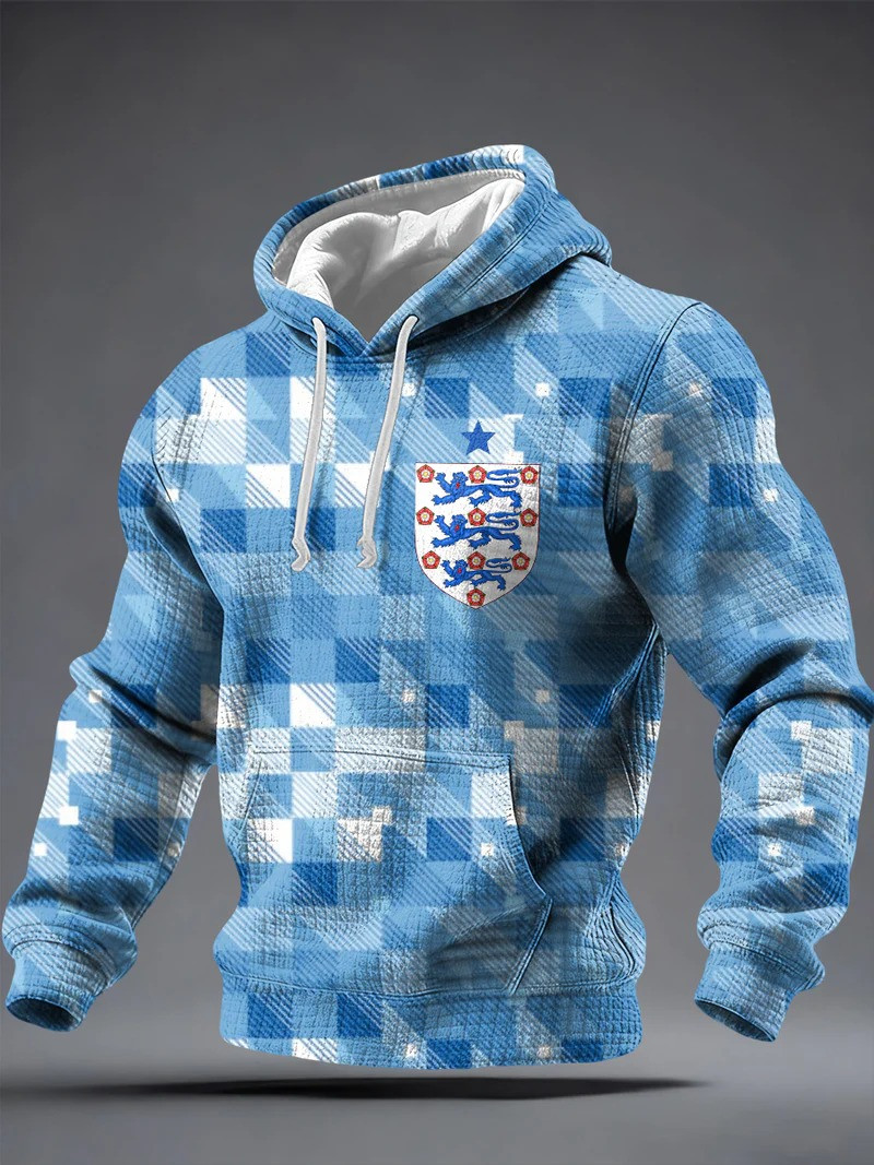 England Three Lions Geometric Hoodie Football 2026 World Cup Fan Outerwear Best Gift For Friends