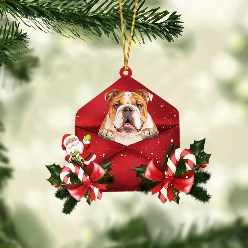English Bulldog Christmas Letter Shaped Ornament  Acrylic Dog Christmas Ornament Xmas Dog Gifts
