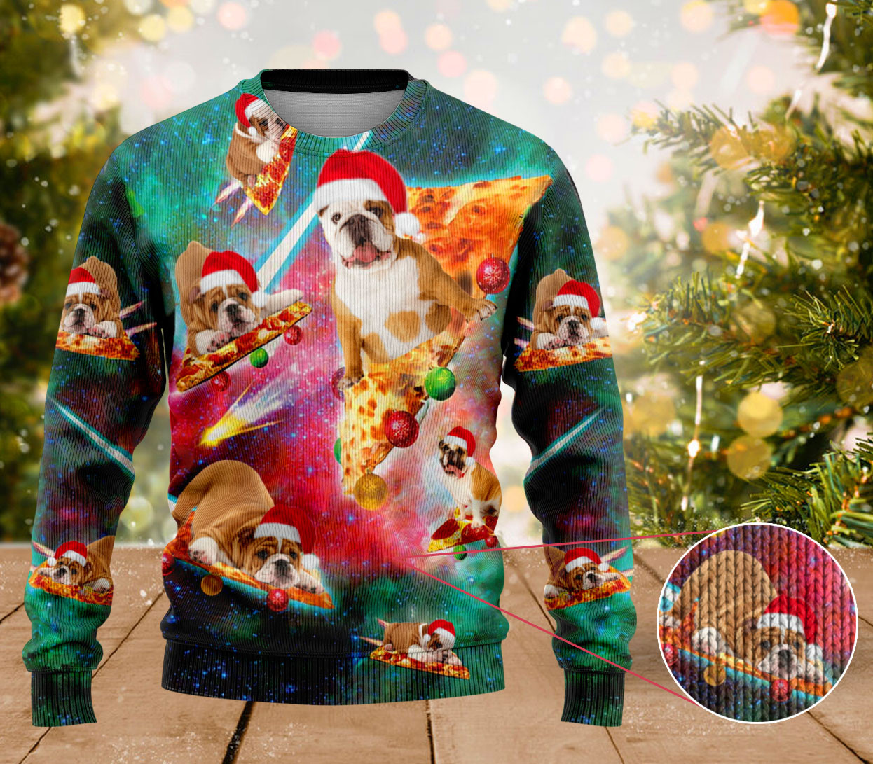 English Bulldog Dog Pizza Ugly Sweater Cute Christmas Sweaters For Womens Dog Owners Gifts