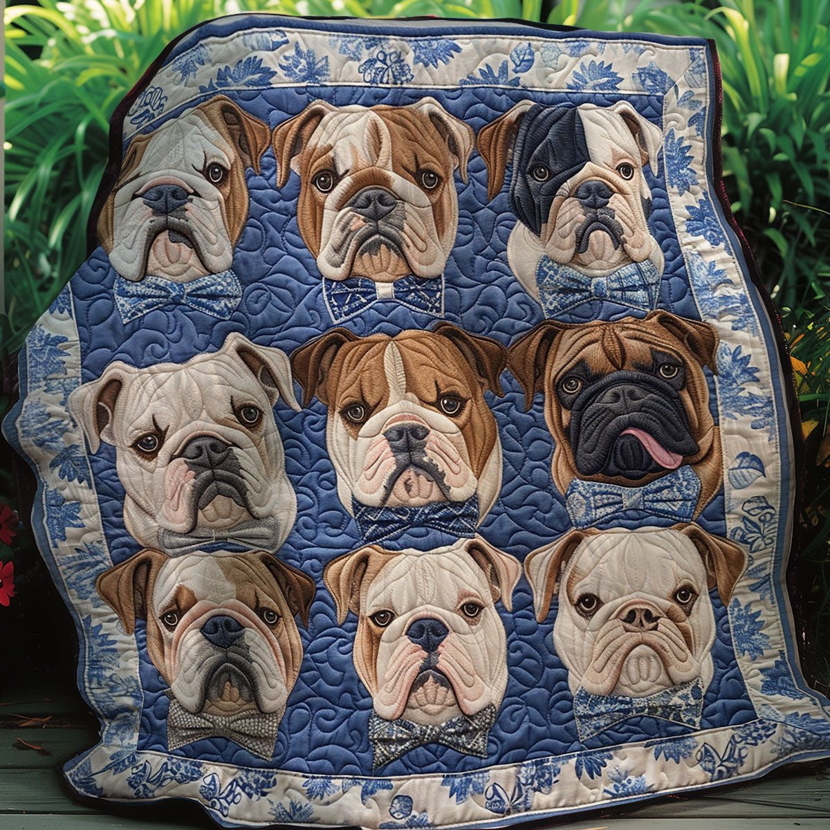 English Bulldog Quilt Blanket Throws And Blankets Mother And Son Christmas Gifts