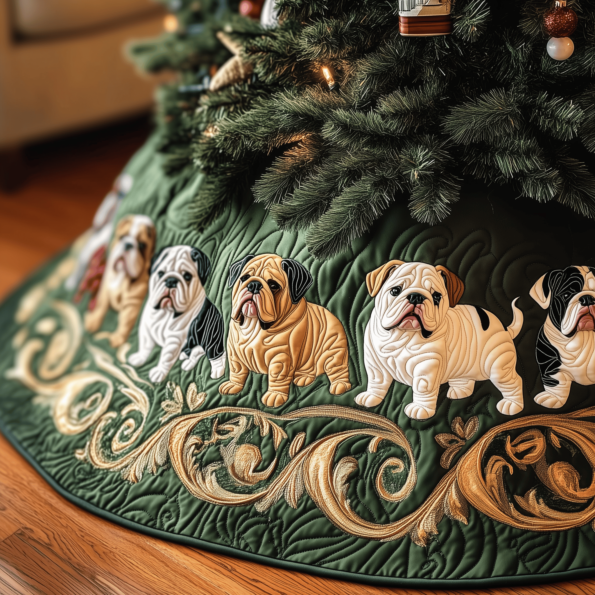 English Bulldog Quilted Tree Skirt Christmas Tree Skirt Mini First Christmas Grandparents Gifts