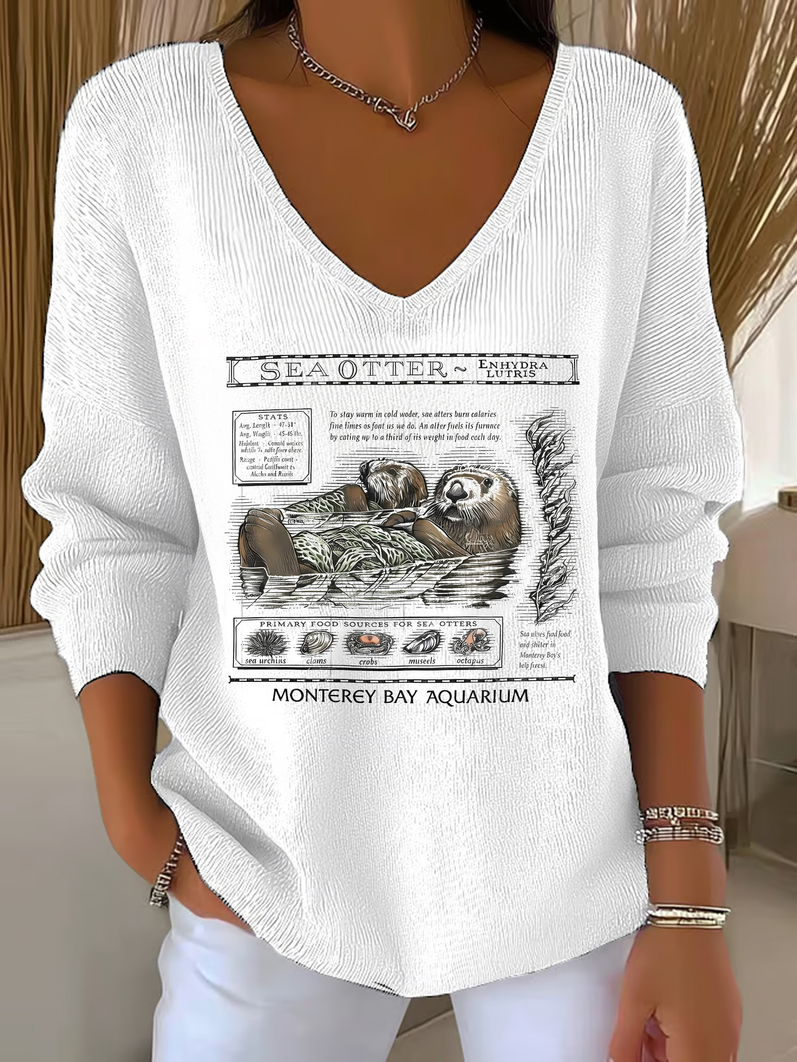 Enhydra Lutris Sea Otter V-Neck Long Sleeve The Life Of An Ocean Being Sea Otter TS Apparel