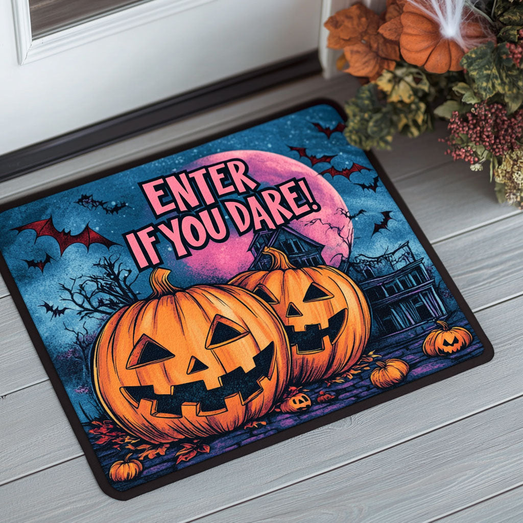Enter If You Dare Doormat Best Decoration Gift For Friends and Family on Halloween Day
