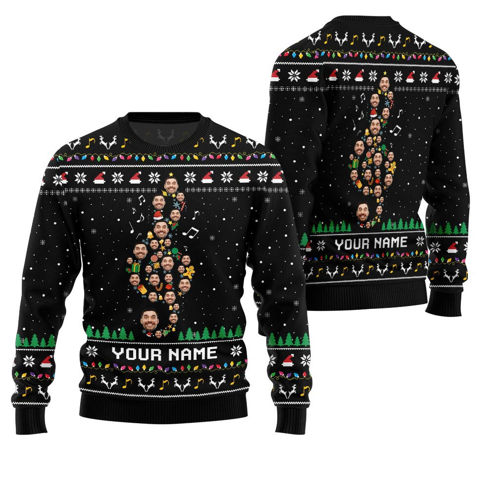 Epic Custom Face Music Note Ugly Xmas Sweater Christmas Gifts For Dad