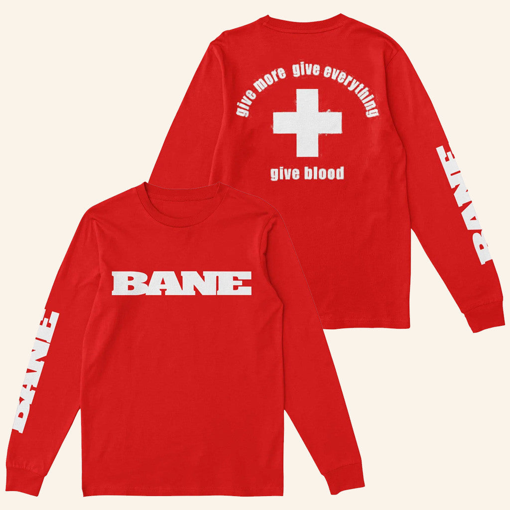 Equal Vision Merch Give Blood Red Long Sleeve T-Shirt Gifts For Friends Equal Vision Merch Give Blood Red Long Sleeve T-Shirt Gifts For Friends