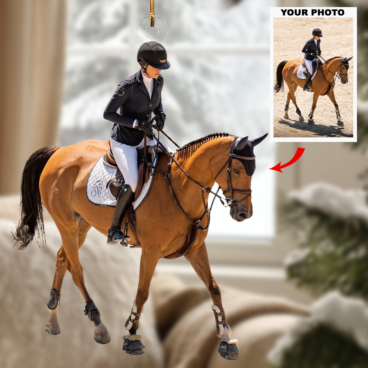 Equestrian Elegance Personalized Photo Mica Ornament Gift For Horse Lovers Family members