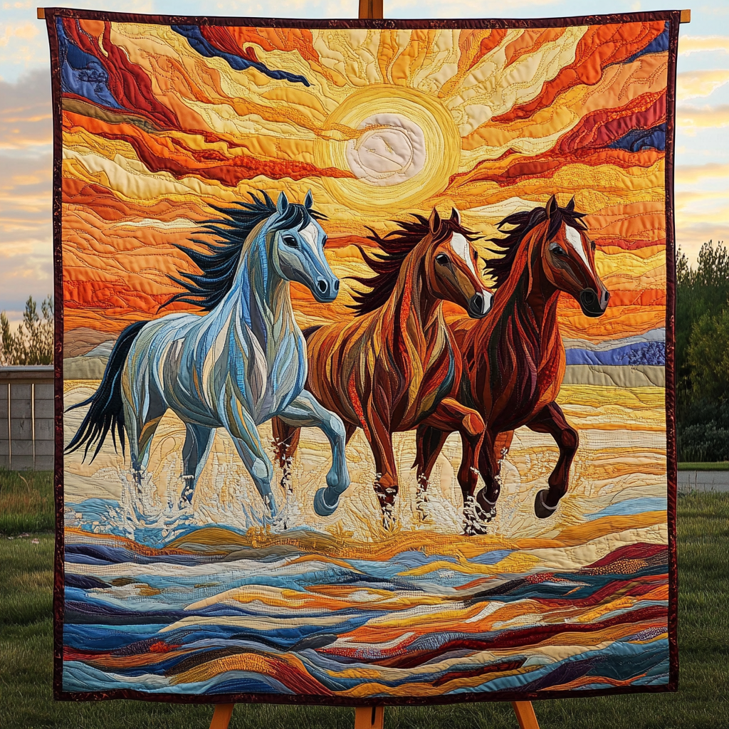 Equestrian Elegance Quilted Blanket Great Gifts For Horse Lovers